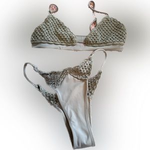 Gorgeous hand crocheted bikini. Sea foam green, M. excellent condition.